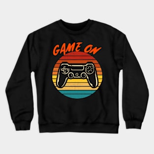 Game ON Vintage Retro Video Game Gaming Sunset Crewneck Sweatshirt